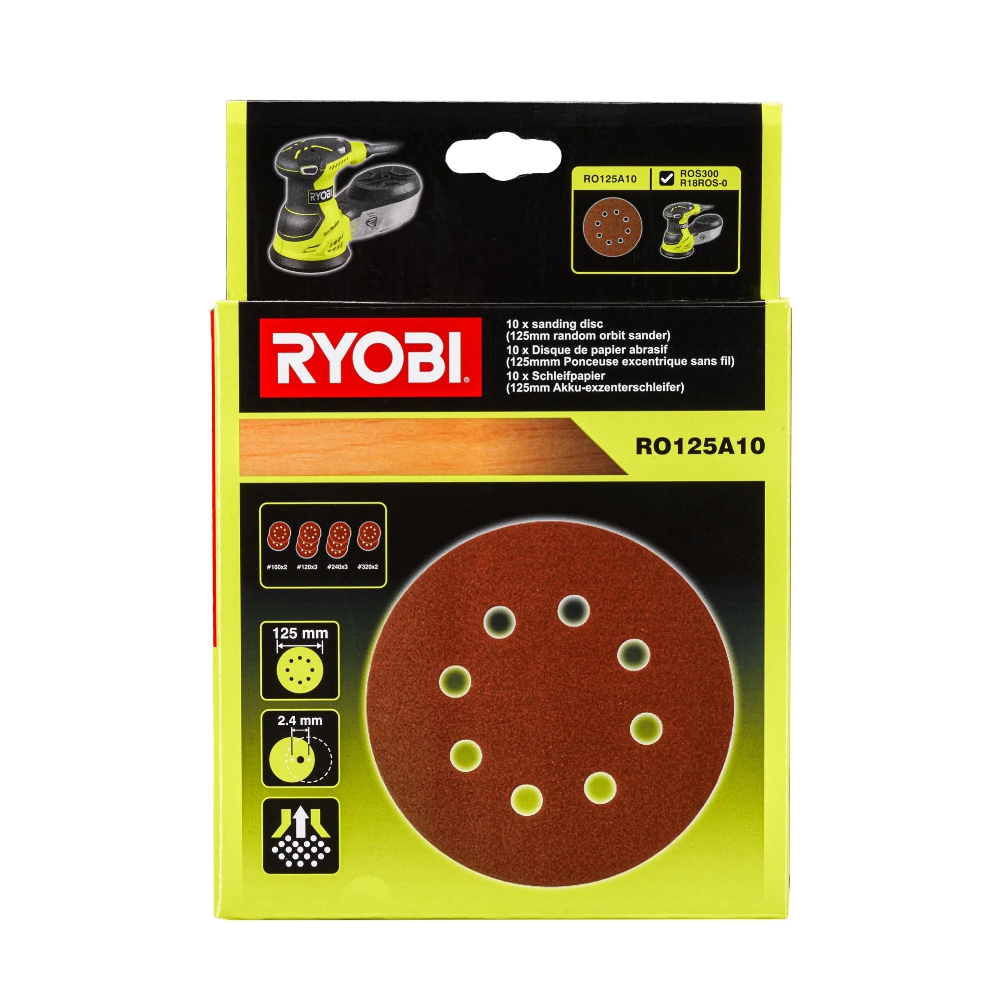 Disques Abrasif Ryobi RO125A10 10 pcs