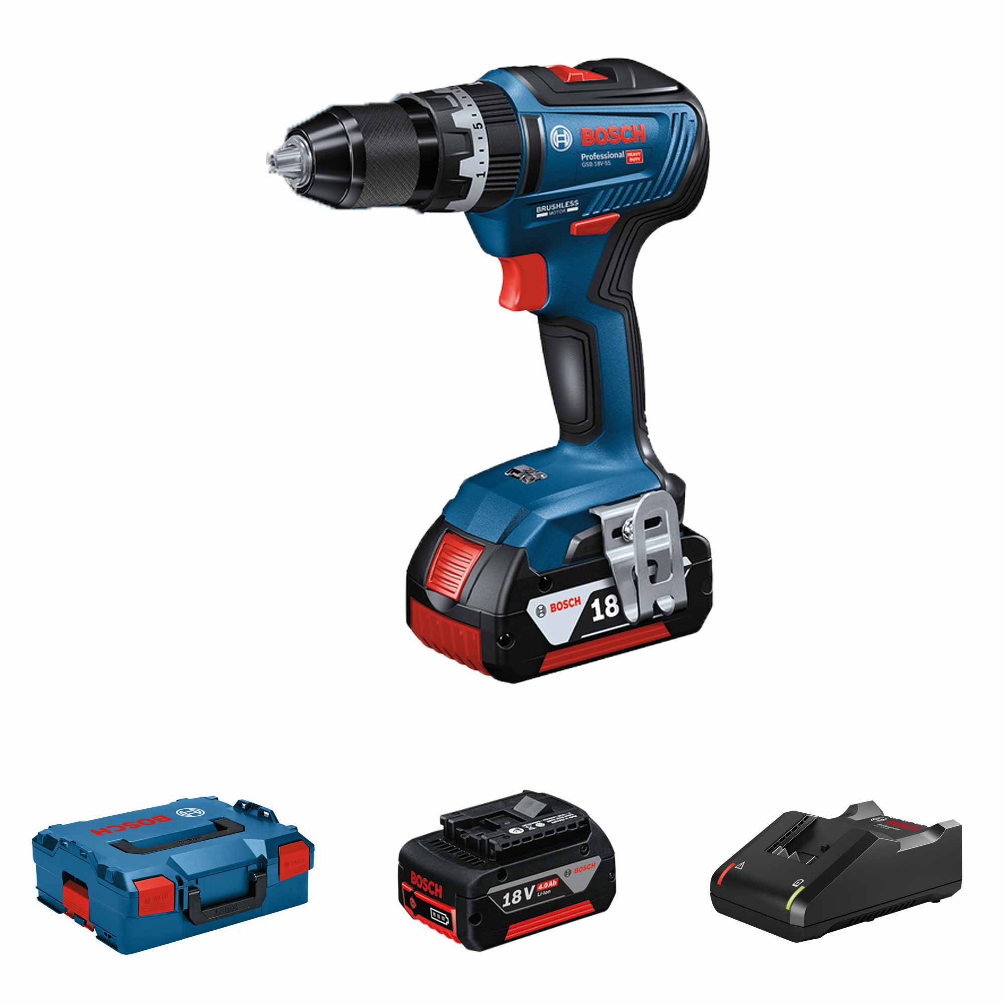 Perceuse Bosch GSB 18V-55 2x4Ah