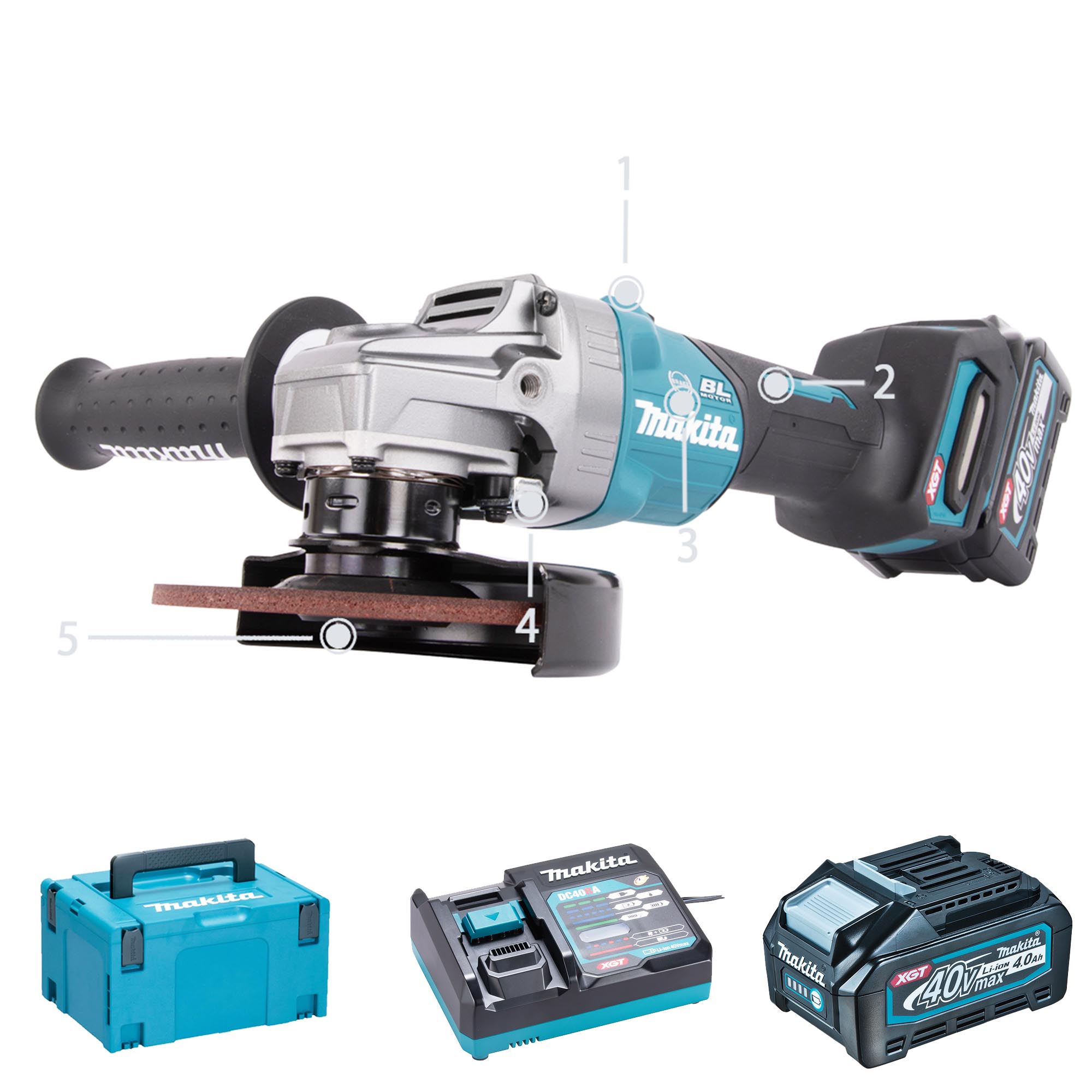 Meuleuse d'angle Makita GA023GM201 40V 4Ah