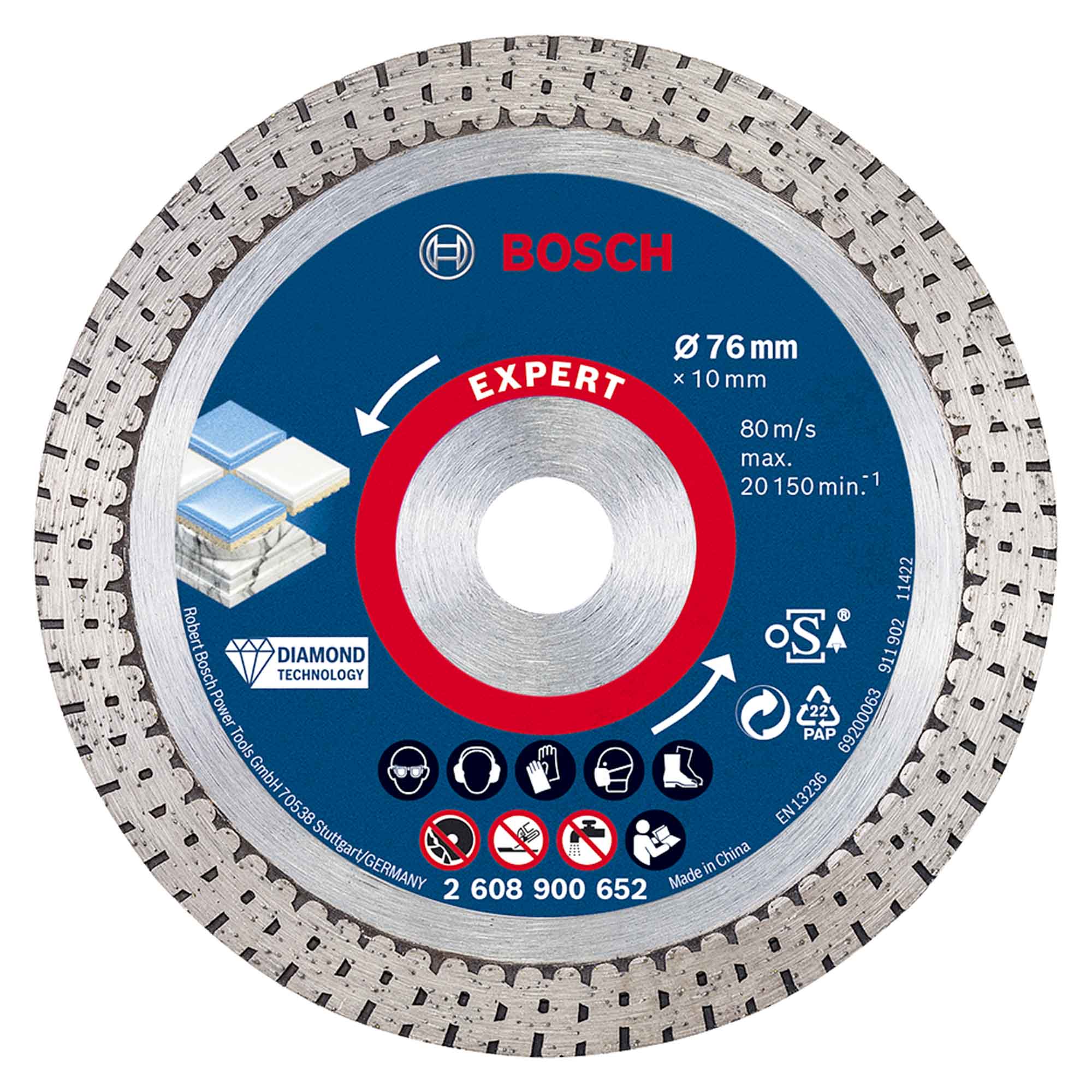 Disque diamant 76 mm en céramique dure Bosch