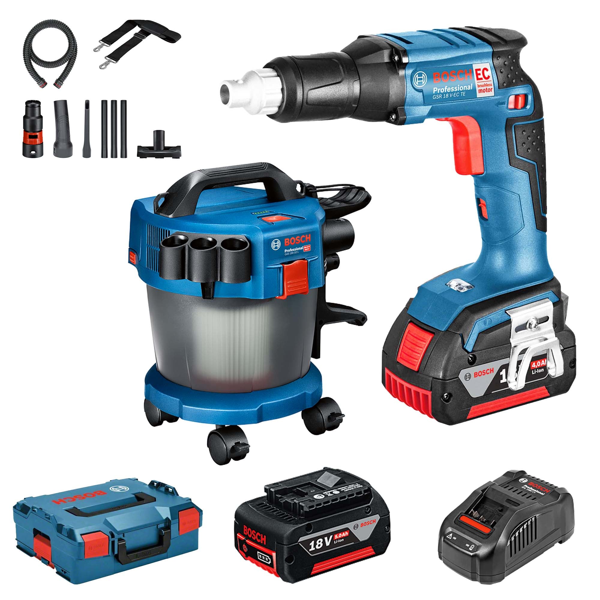 Pack Bosch GAS 18V-10 L + GSR 18 V-EC TE