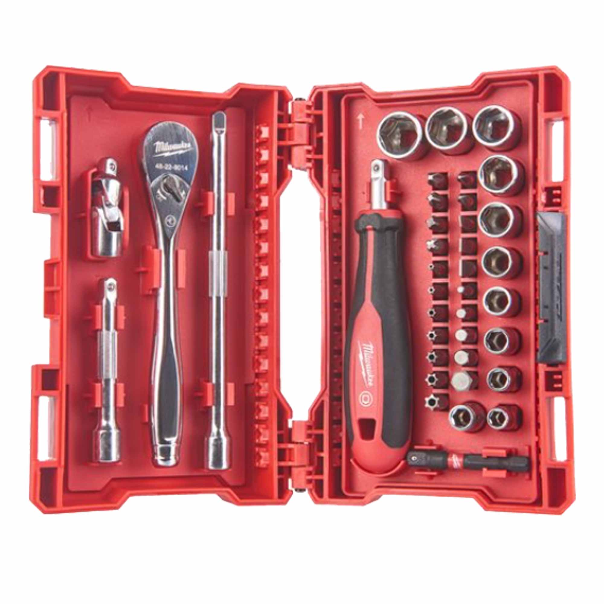 Set d'embouts, Rochet et compas Milwaukee métrique 38 pcs