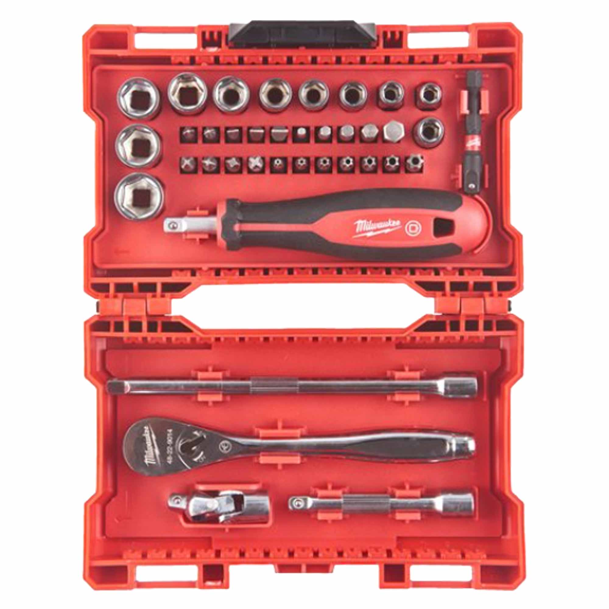 Set d'embouts, Rochet et compas Milwaukee métrique 38 pcs